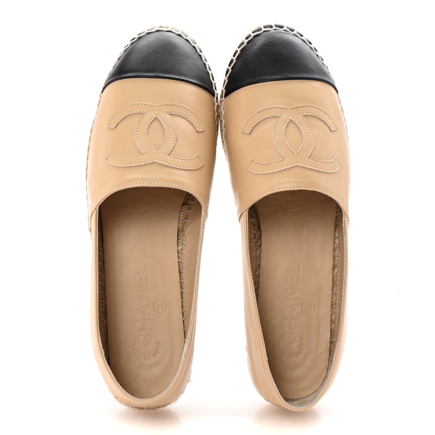 Lambskin CC Espadrilles 40 Beige Black