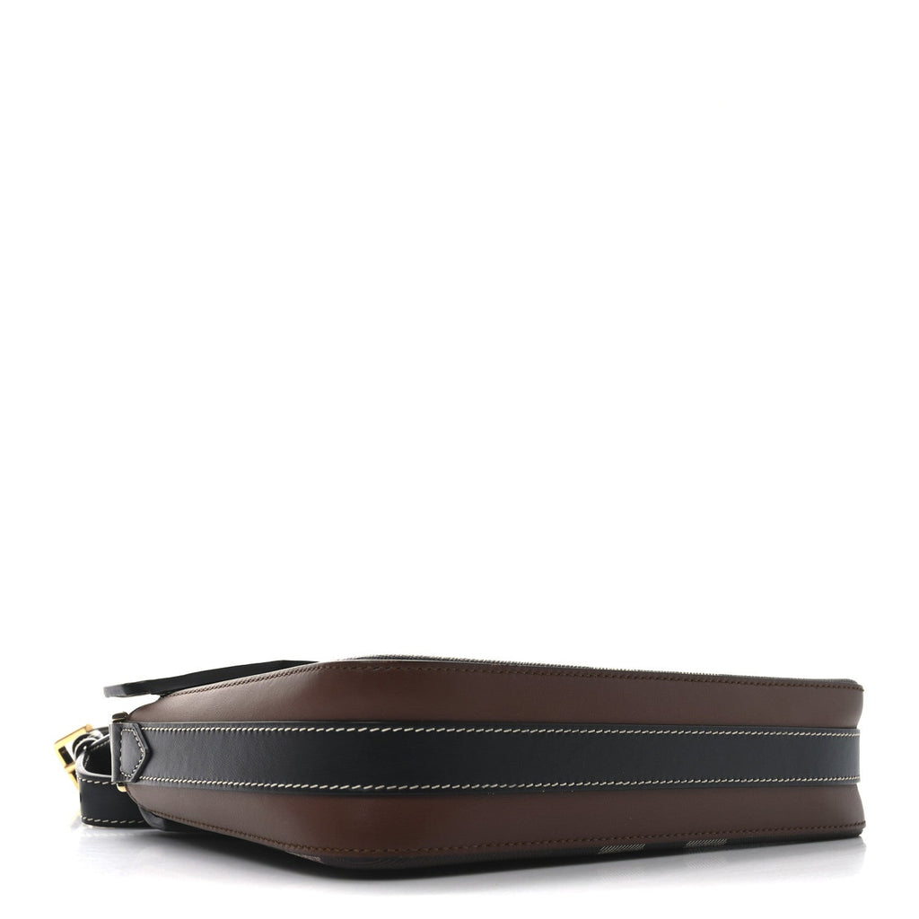 E-Canvas Check Calfskin Catherine Shoulder Bag Dark Birch Brown