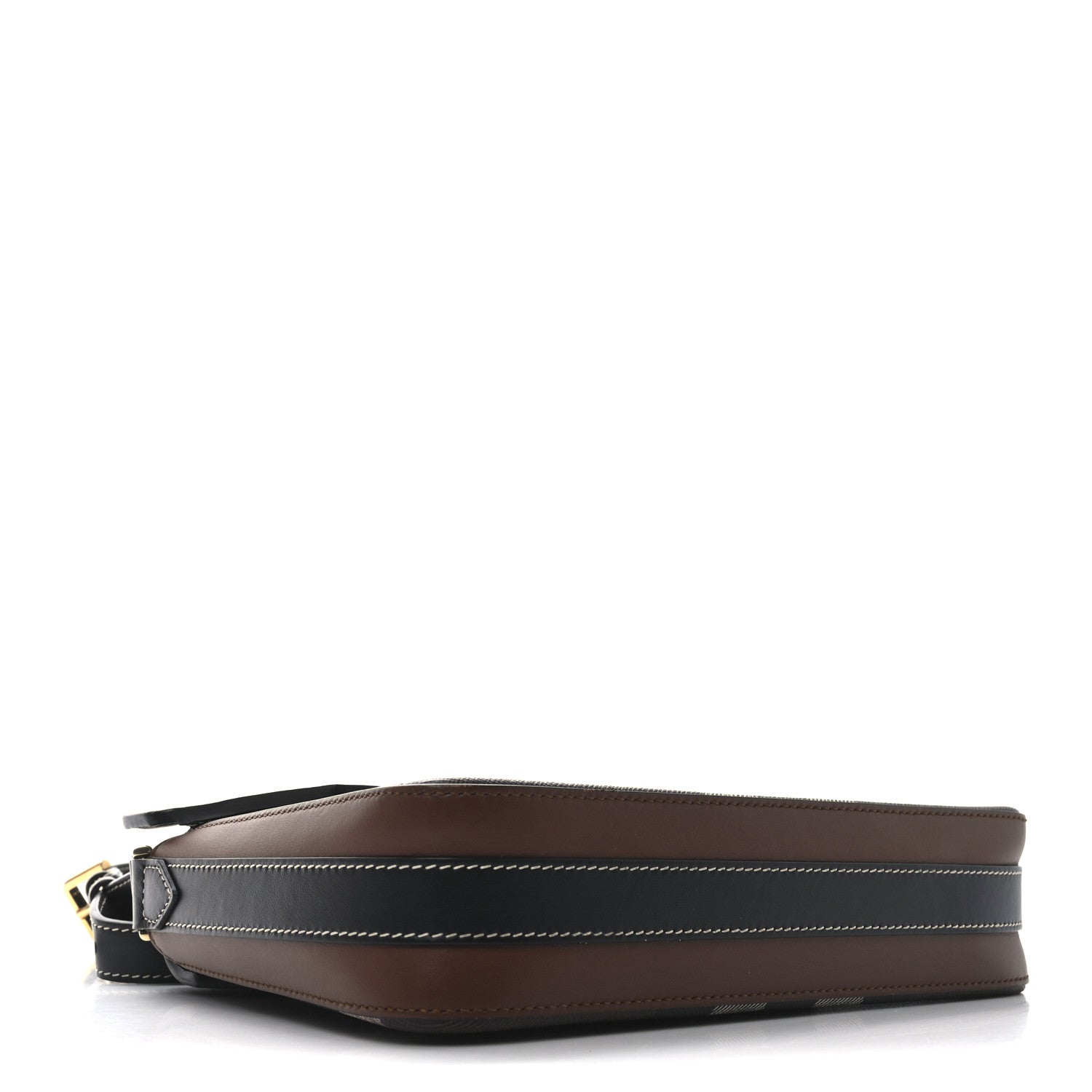 E-Canvas Check Calfskin Catherine Shoulder Bag Dark Birch Brown