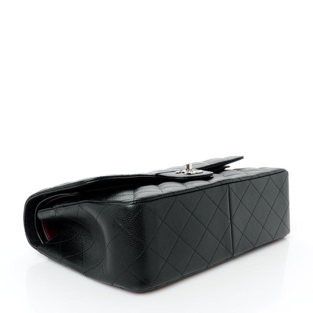 Caviar Quilted Jumbo Double Flap Black
