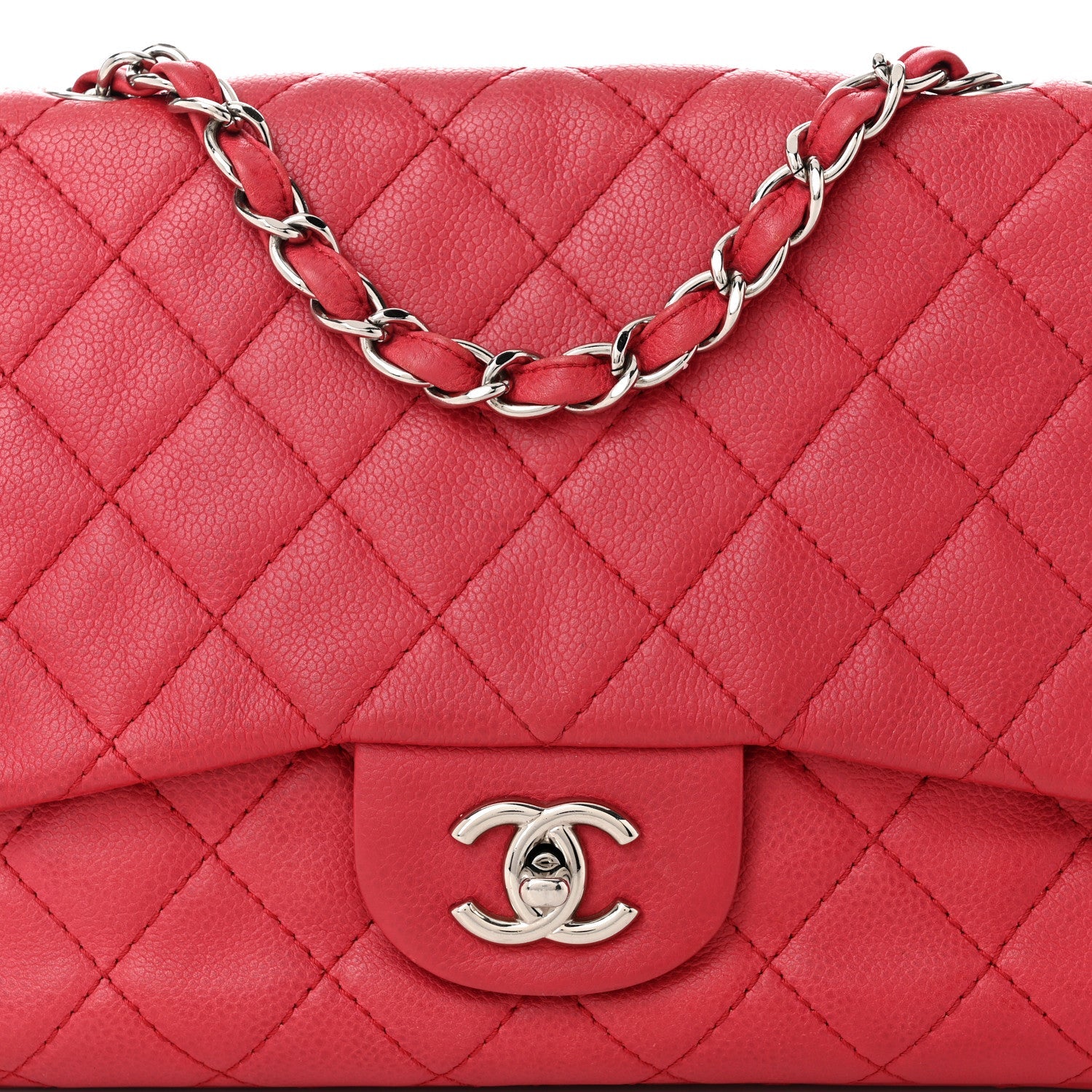 Caviar Quilted Jumbo Single Flap Fuchsia