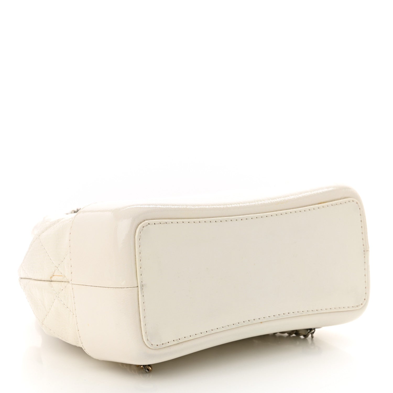 Patent Goatskin Quilted Small Gabrielle Backpack White