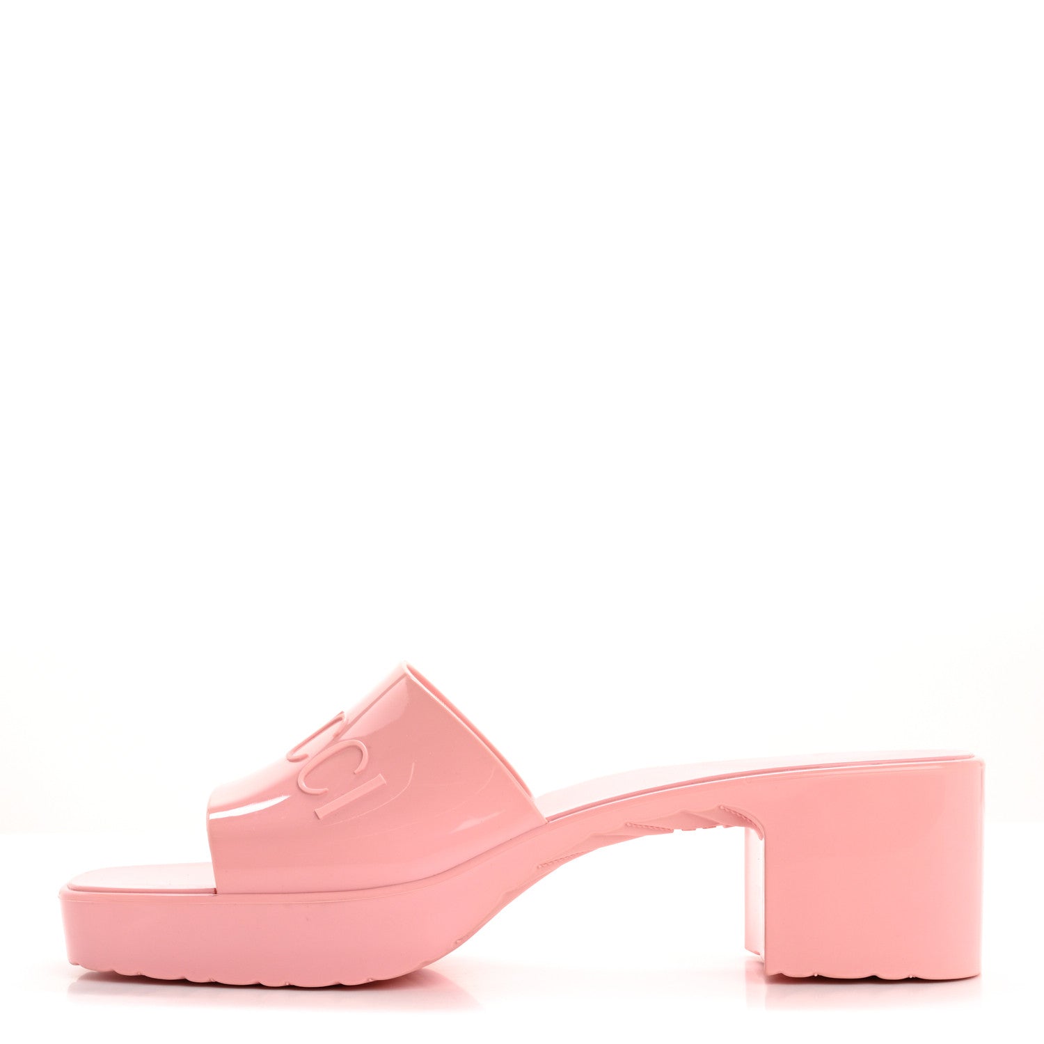 Rubber Gucci Logo Womens Platform 20/60mm Slide Sandals 41 Wild Rose