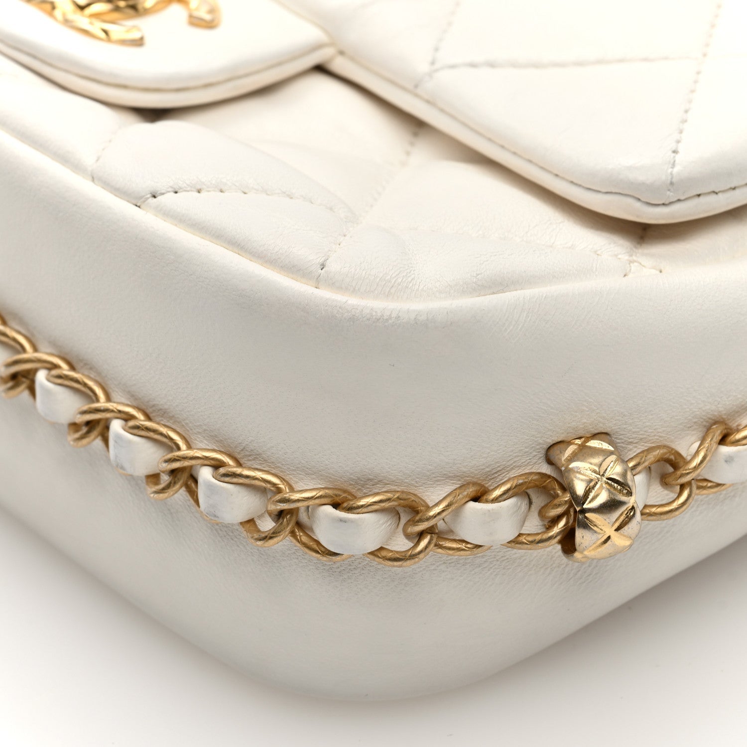 Lambskin Quilted CC Small Dynasty Flap White