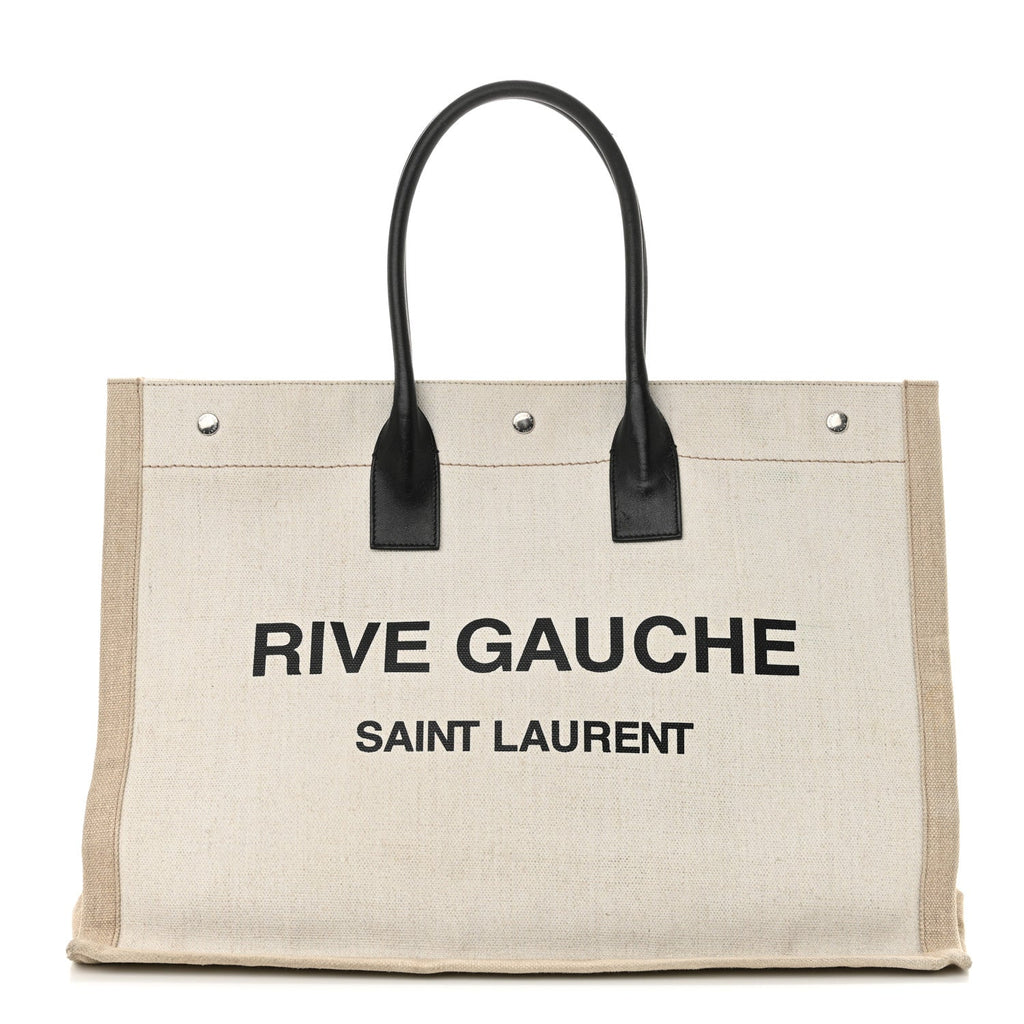 Linen Calfskin Rive Gauche Tote Optic White