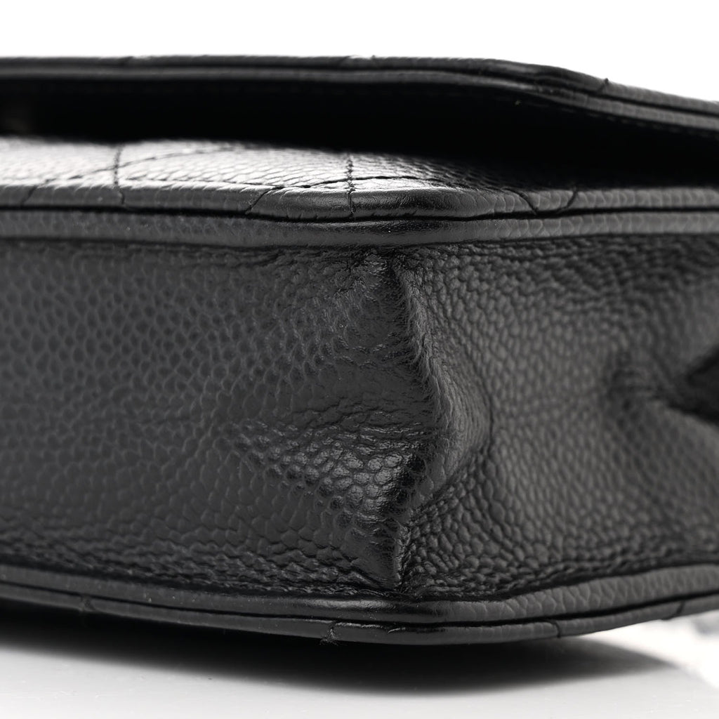 Caviar Quilted Wallet on Chain WOC Black