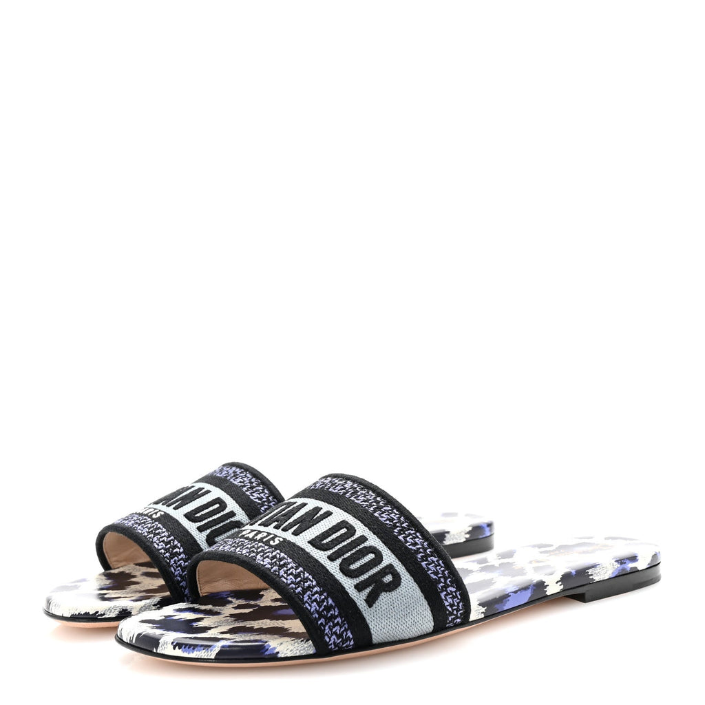 Canvas Mizza Embroidered Dway Mules Slide Sandals 38.5 Ocean