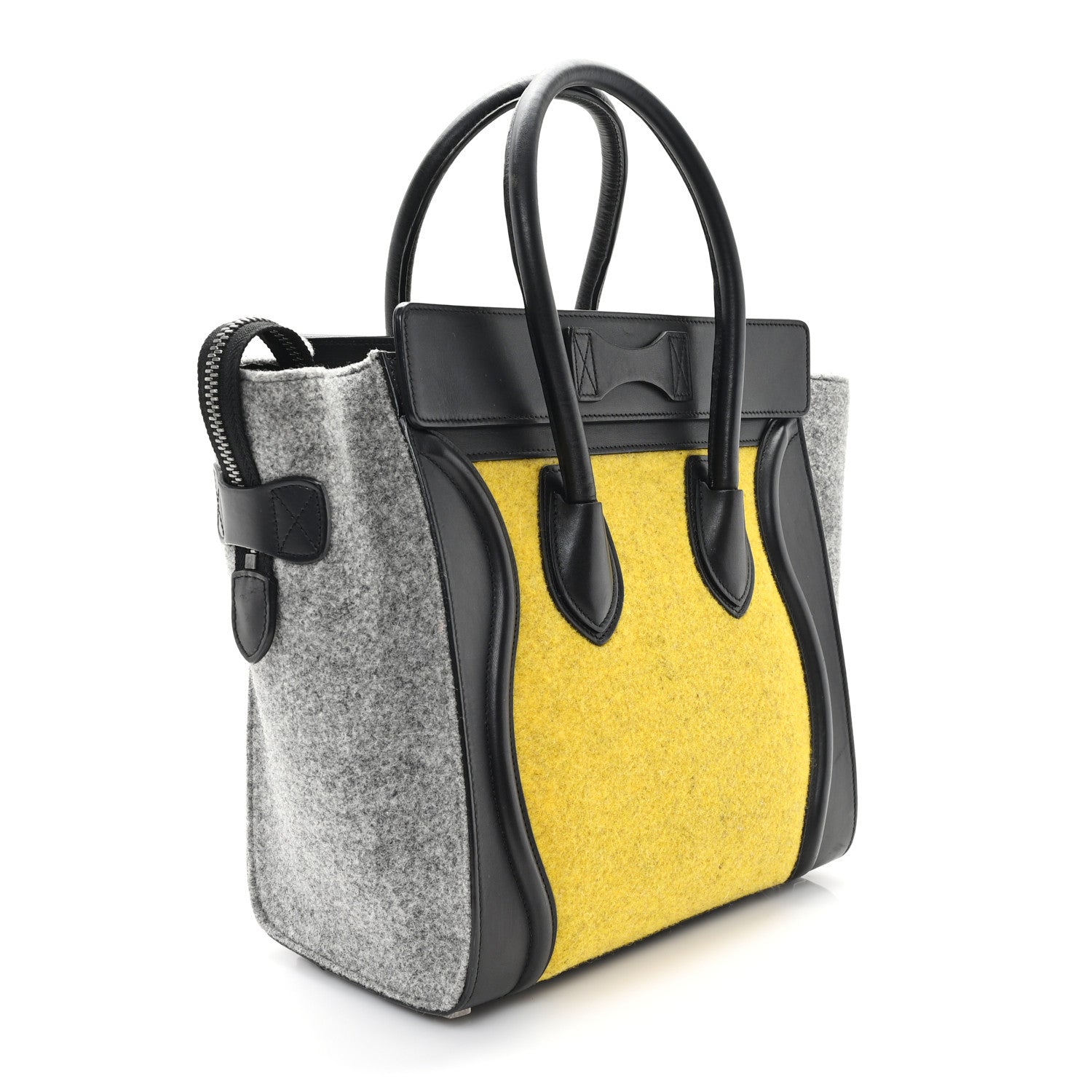 Felt Smooth Calfskin Micro Tri-Color Luggage Black Yellow
