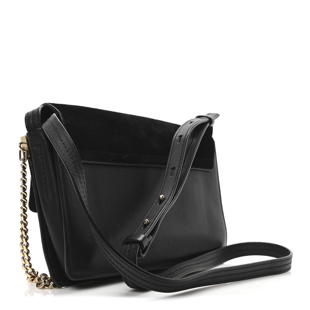 Suede Calfskin Small Faye Shoulder Bag Black
