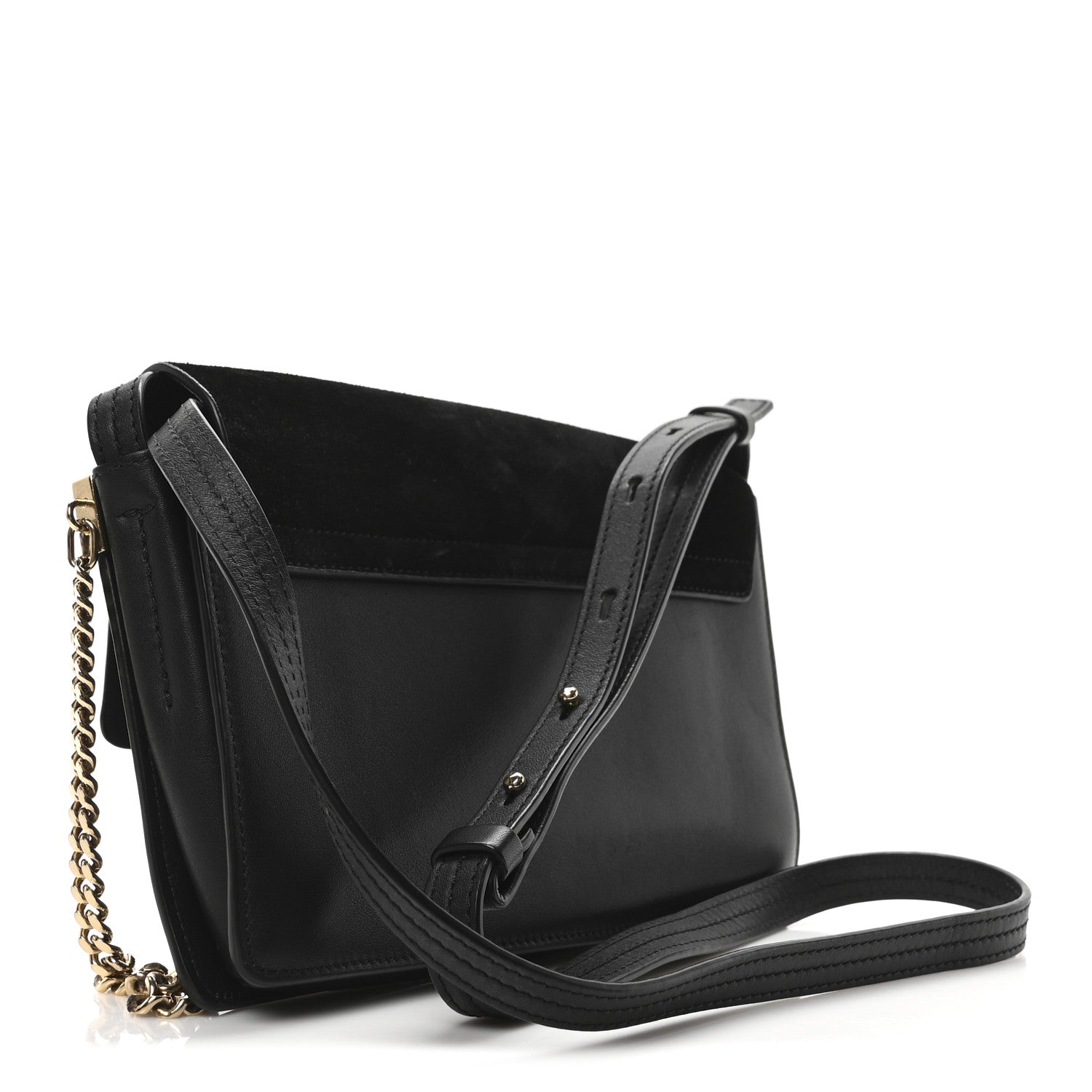 Suede Calfskin Small Faye Shoulder Bag Black