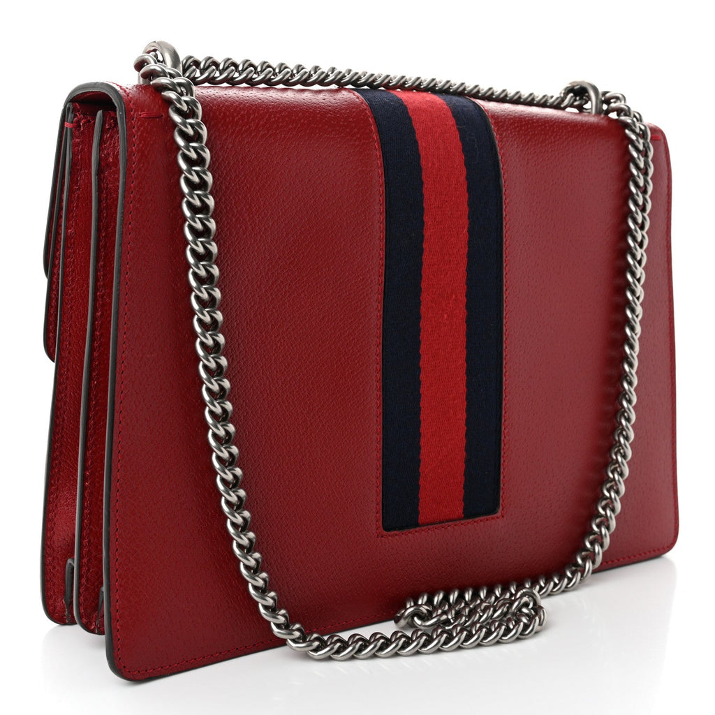 Calfskin Web Raccoon Embroidered Medium Dionysus Shoulder Bag Red