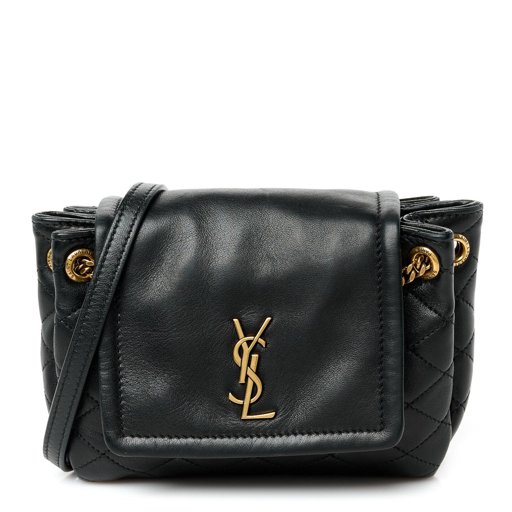 Lambskin Quilted Monogram Mini Nolita Black