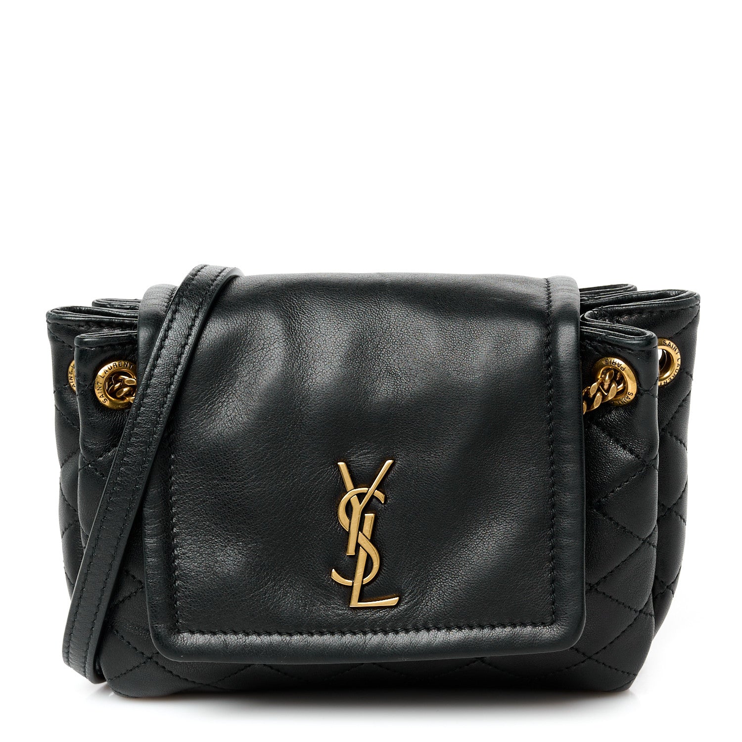 Lambskin Quilted Monogram Mini Nolita Black