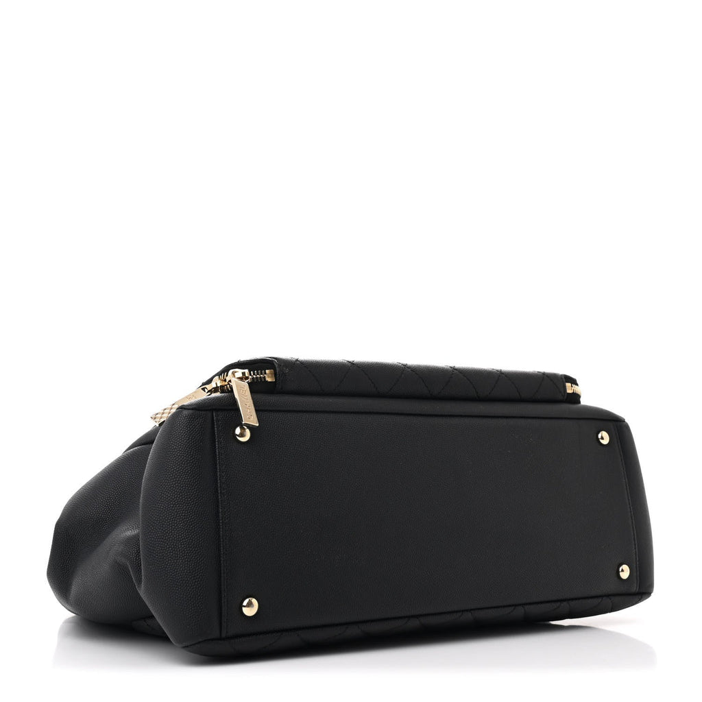 Caviar Quilted Large Business Affinity Shopping Bag Black