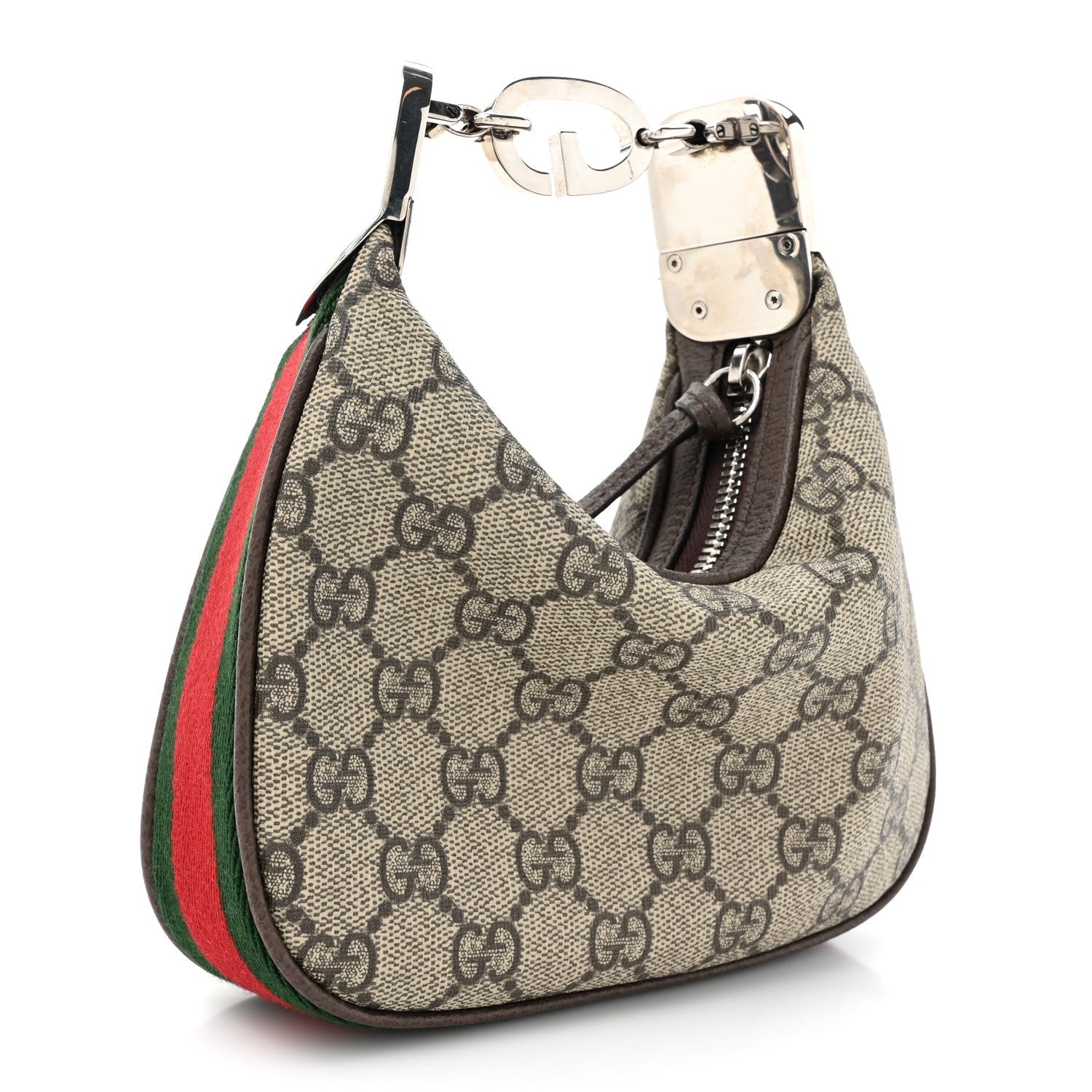 GG Supreme Monogram Textured Dollar Calfskin Web Mini Attache Bag Beige Ebony New Acero