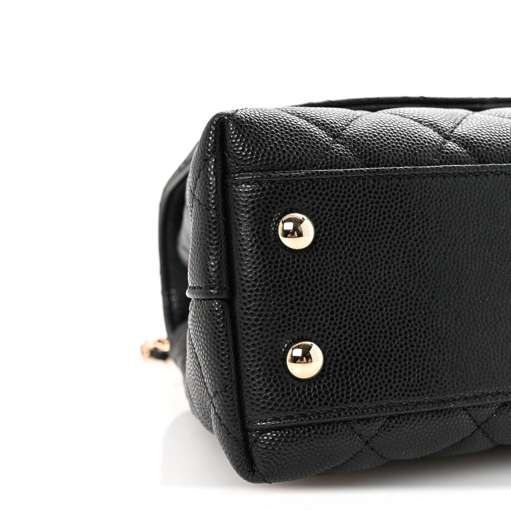 Caviar Quilted Mini Coco Handle Flap Black