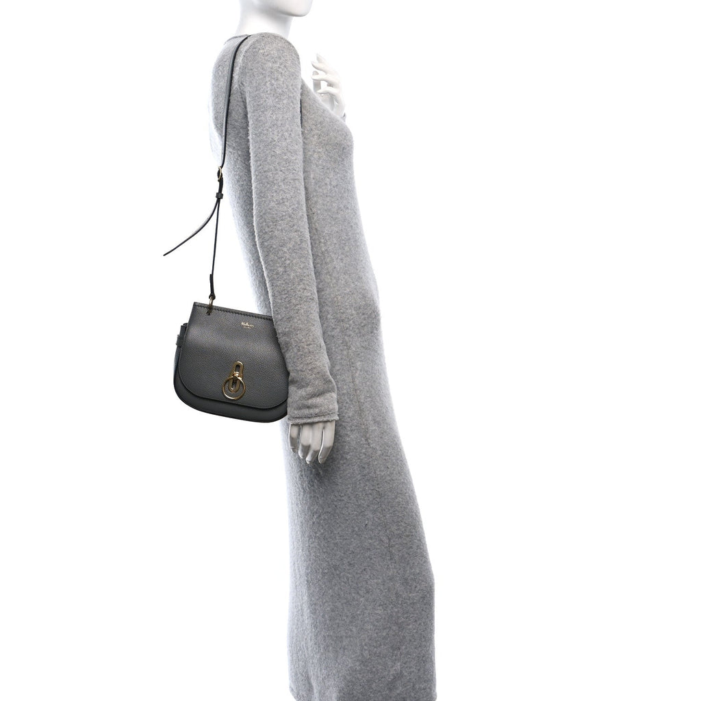 Small Classic Grain Calfskin Small Amberley Satchel Charcoal