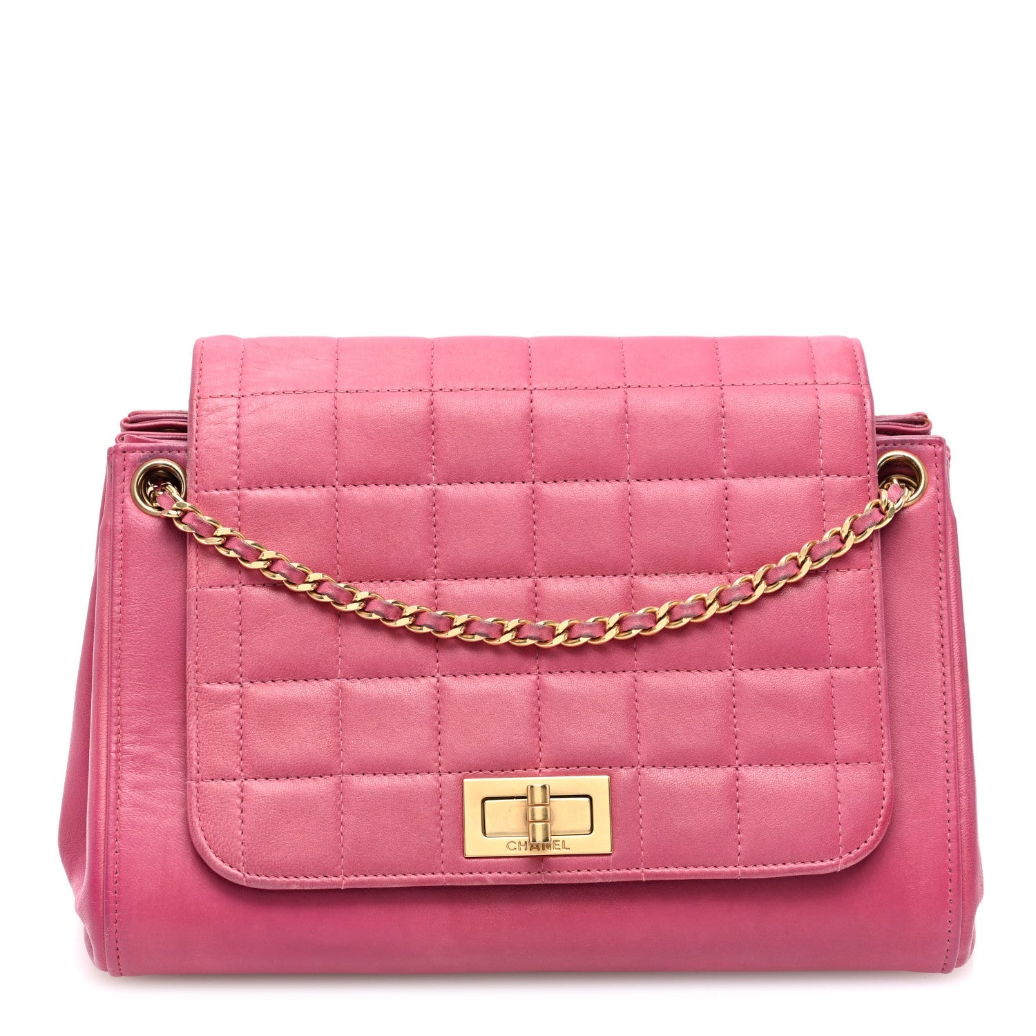 Lambskin Chocolate Bar Accordion Reissue Flap Pink