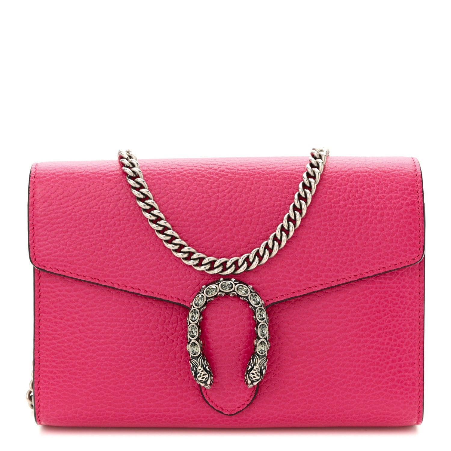 Dollar Calfskin Crystal Mini Dionysus Chain Wallet Box Pink