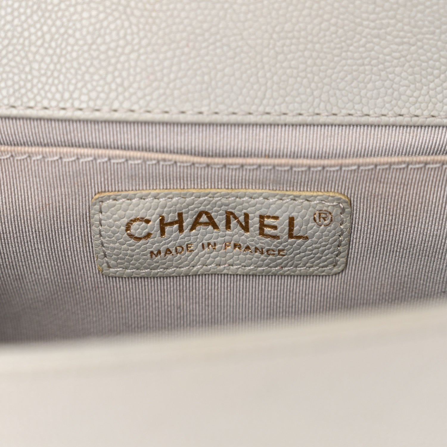 Caviar Quilted Small Boy Flap Light Grey