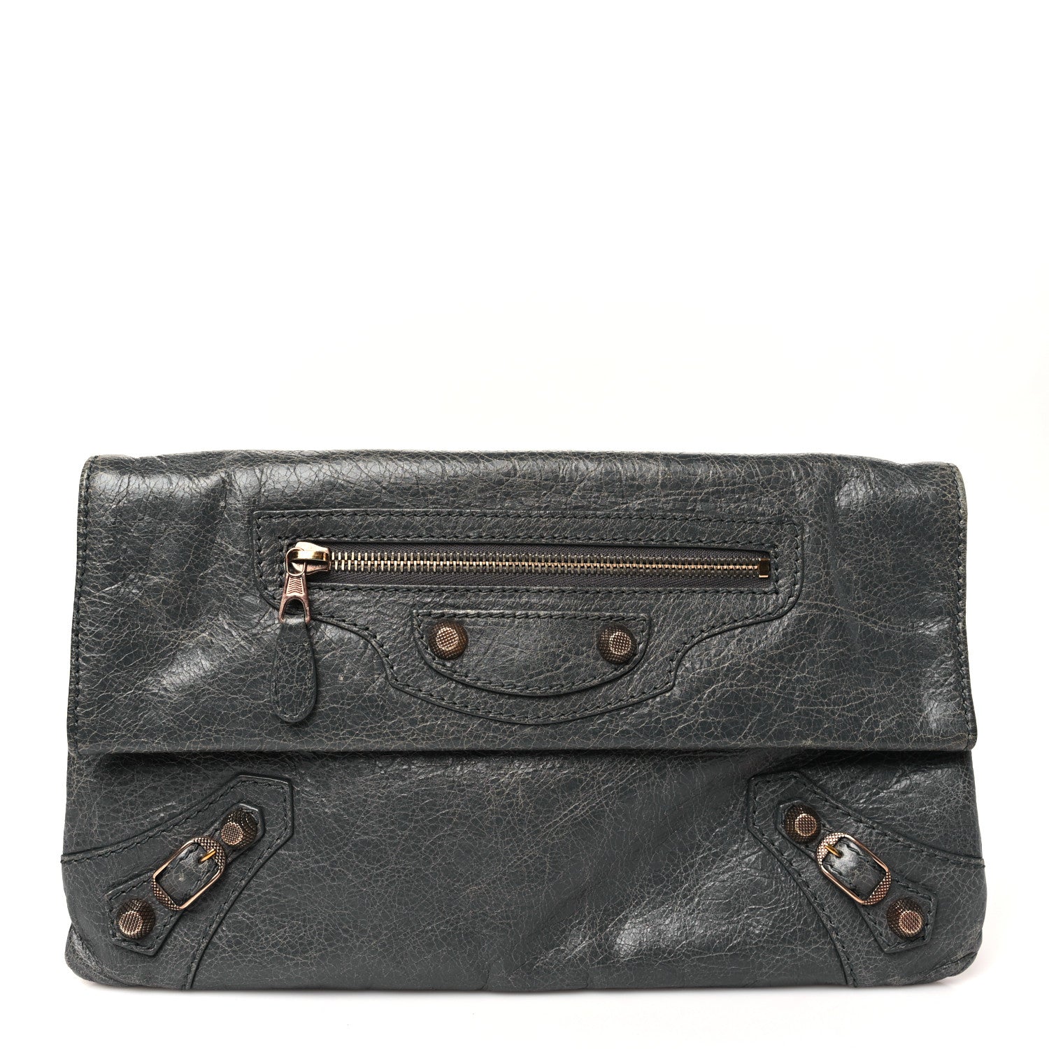 Agneau Giant 12 Rose Gold Hardware Envelope Clutch Tarmac