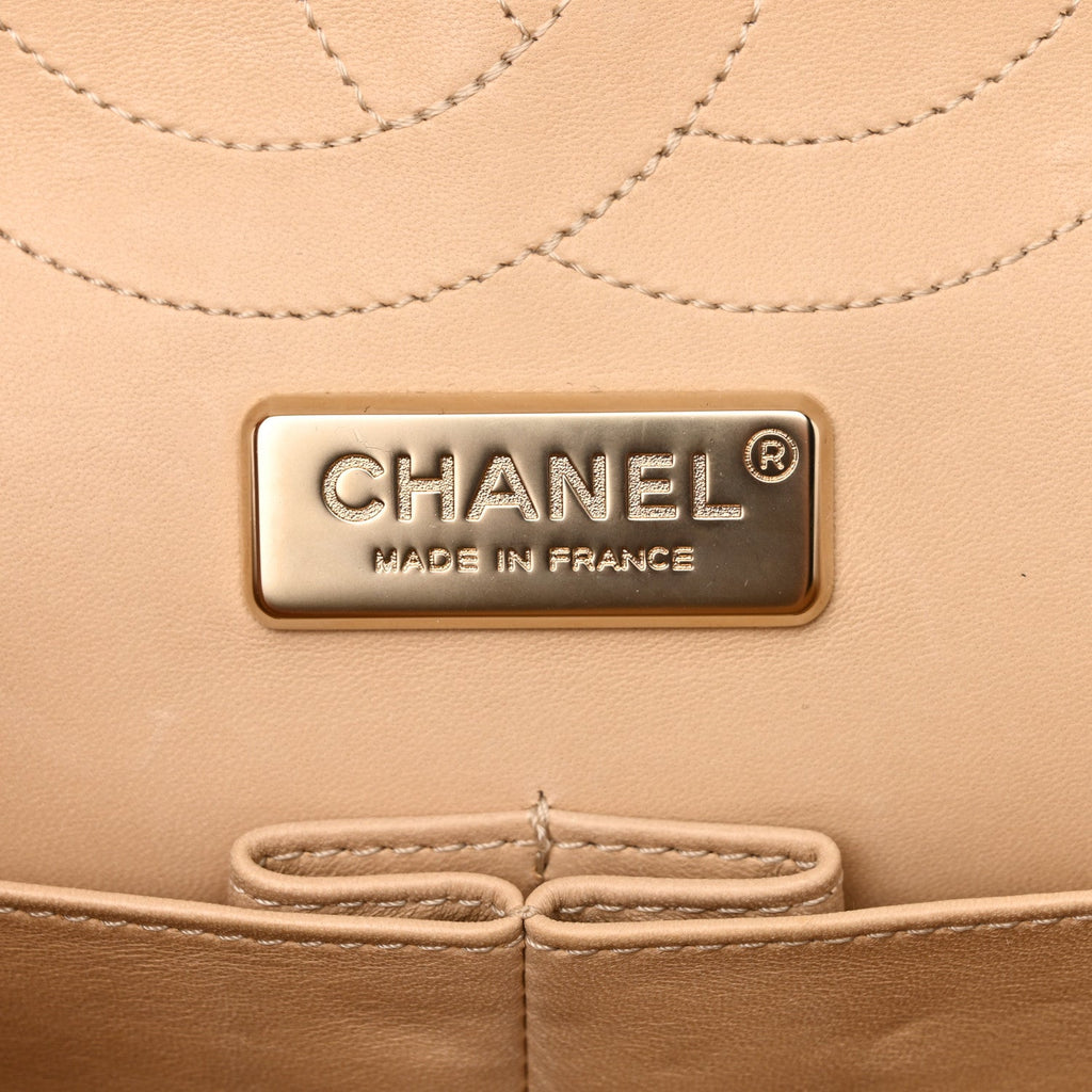 Snakeskin Jumbo Double Flap Beige