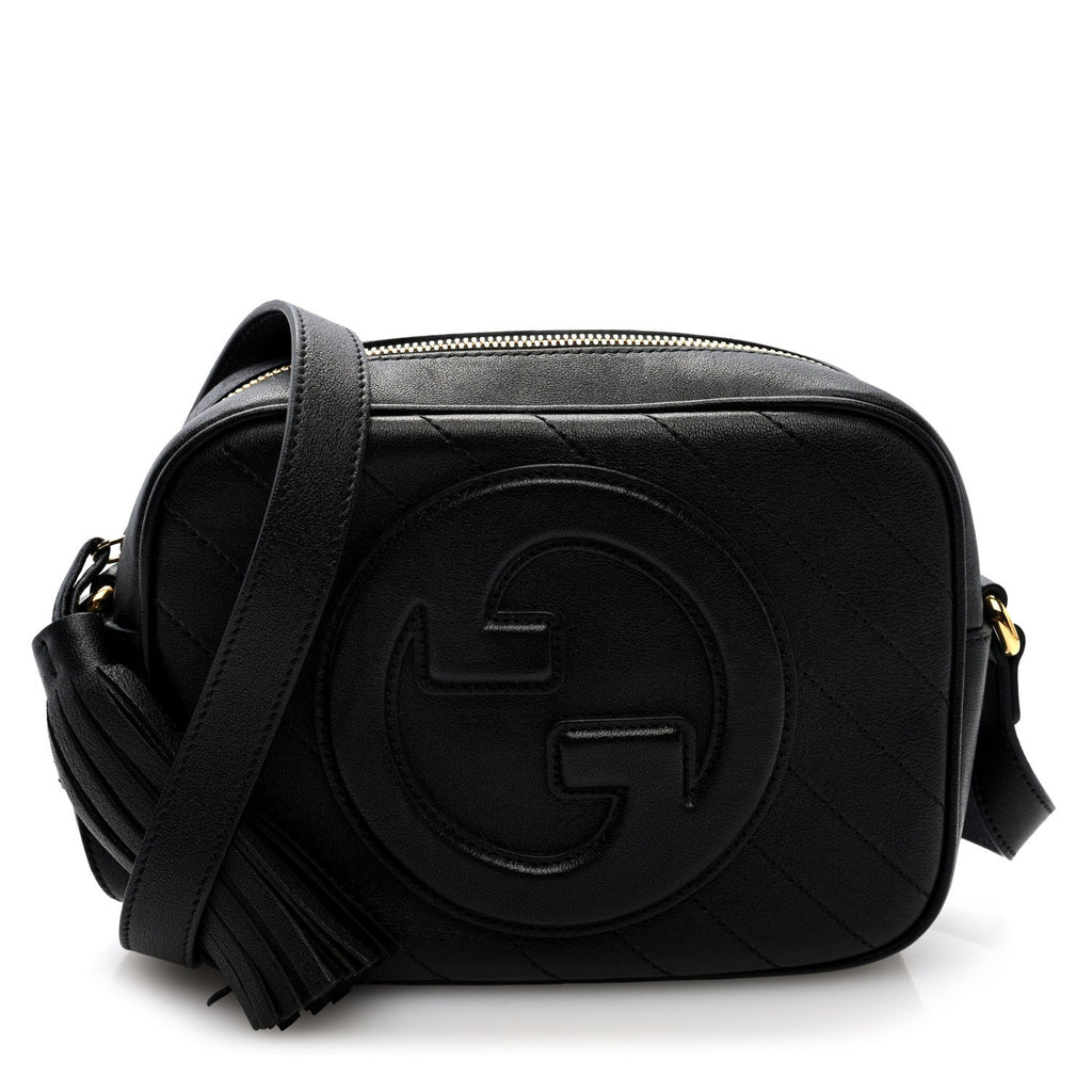 Sakai Be Green Calfskin Diagonal Stitched Small Blondie Shoulder Bag Black
