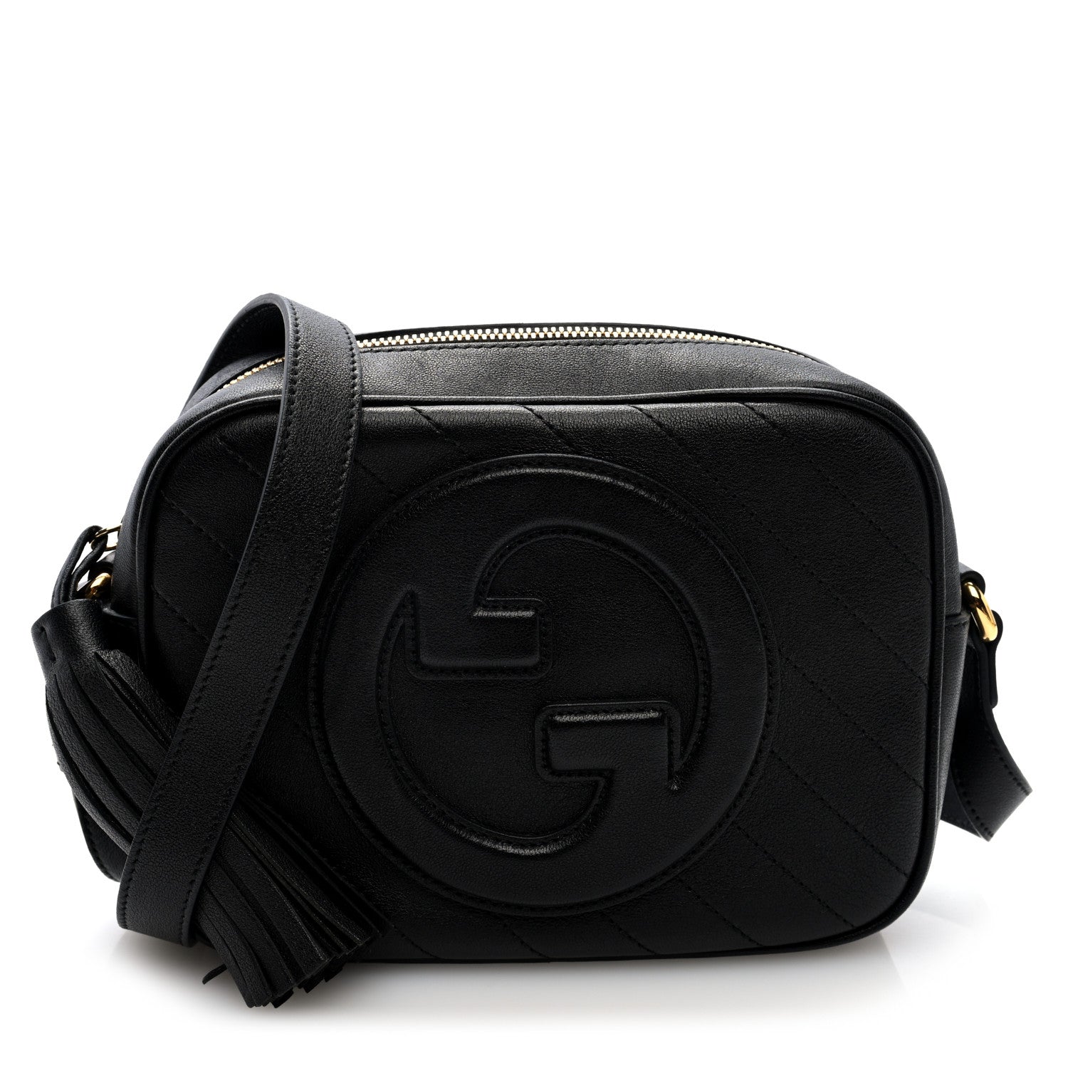 Sakai Be Green Calfskin Diagonal Stitched Small Blondie Shoulder Bag Black