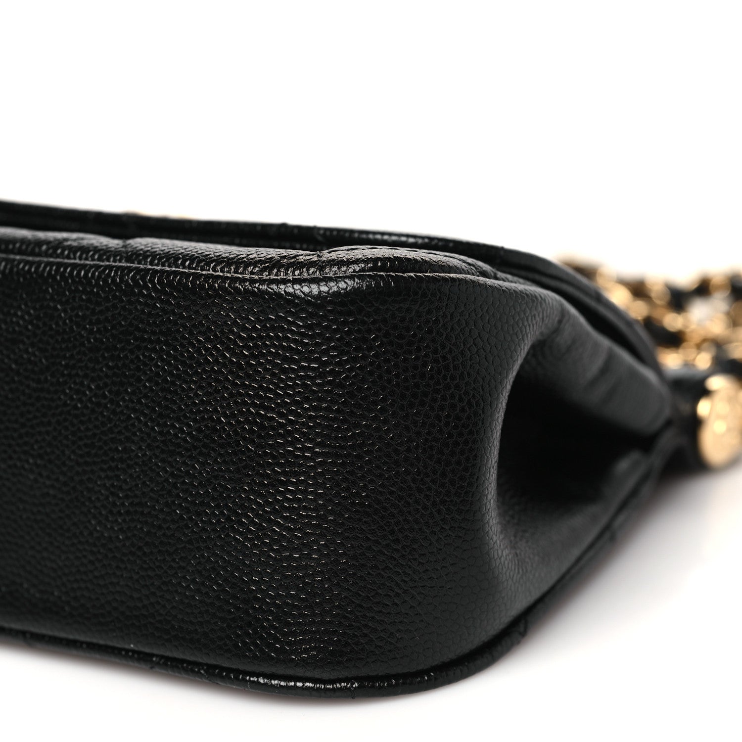 Caviar Quilted  Mini Flap Clutch With Chain Black
