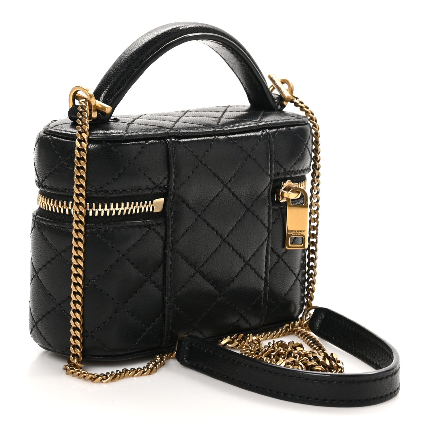 Lambskin Quilted Micro Gaby Vanity Case Black