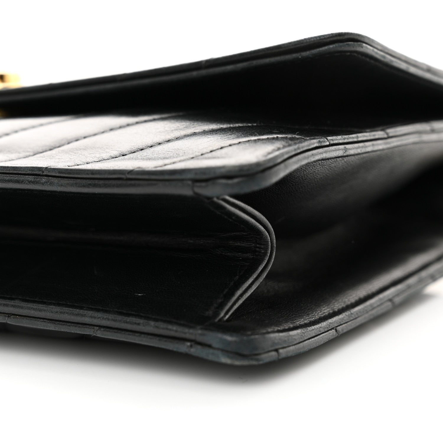 Lambskin Chevron Quilted Flap Black