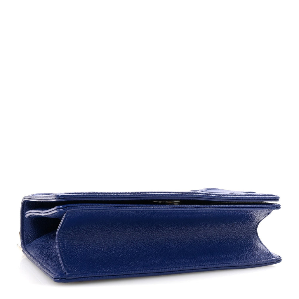 Grained Calfskin Medium Diorama Flap Bag Blue