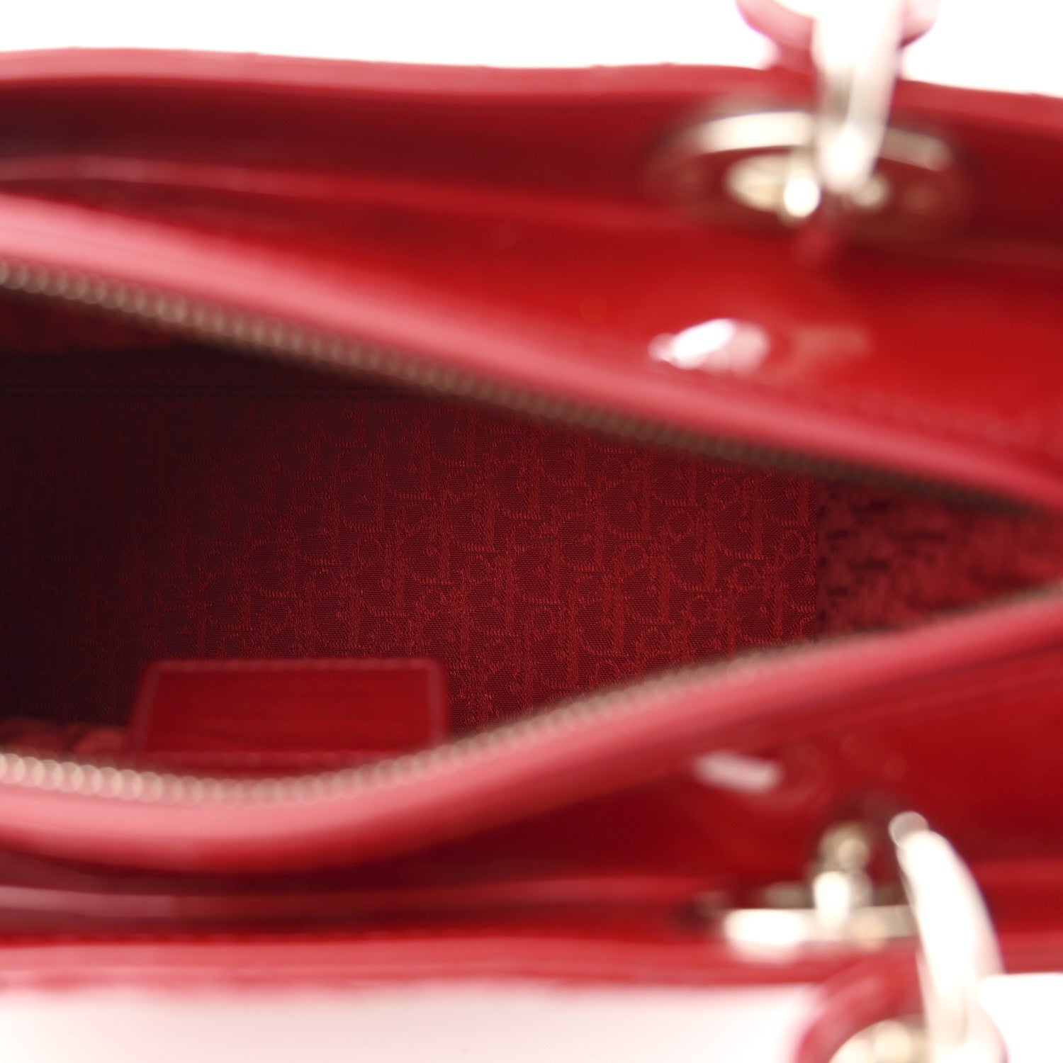 Patent Cannage Medium Lady Dior Red