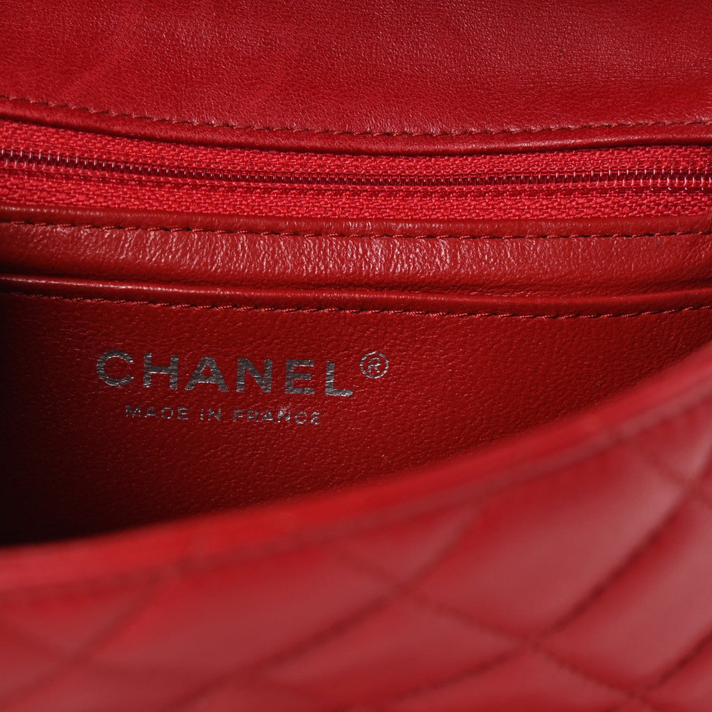 Lambskin Quilted Mini Square Flap Red