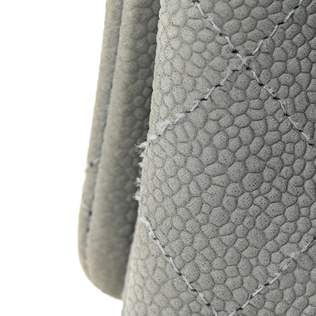 Iridescent Caviar Quilted Mini Square Flap Grey