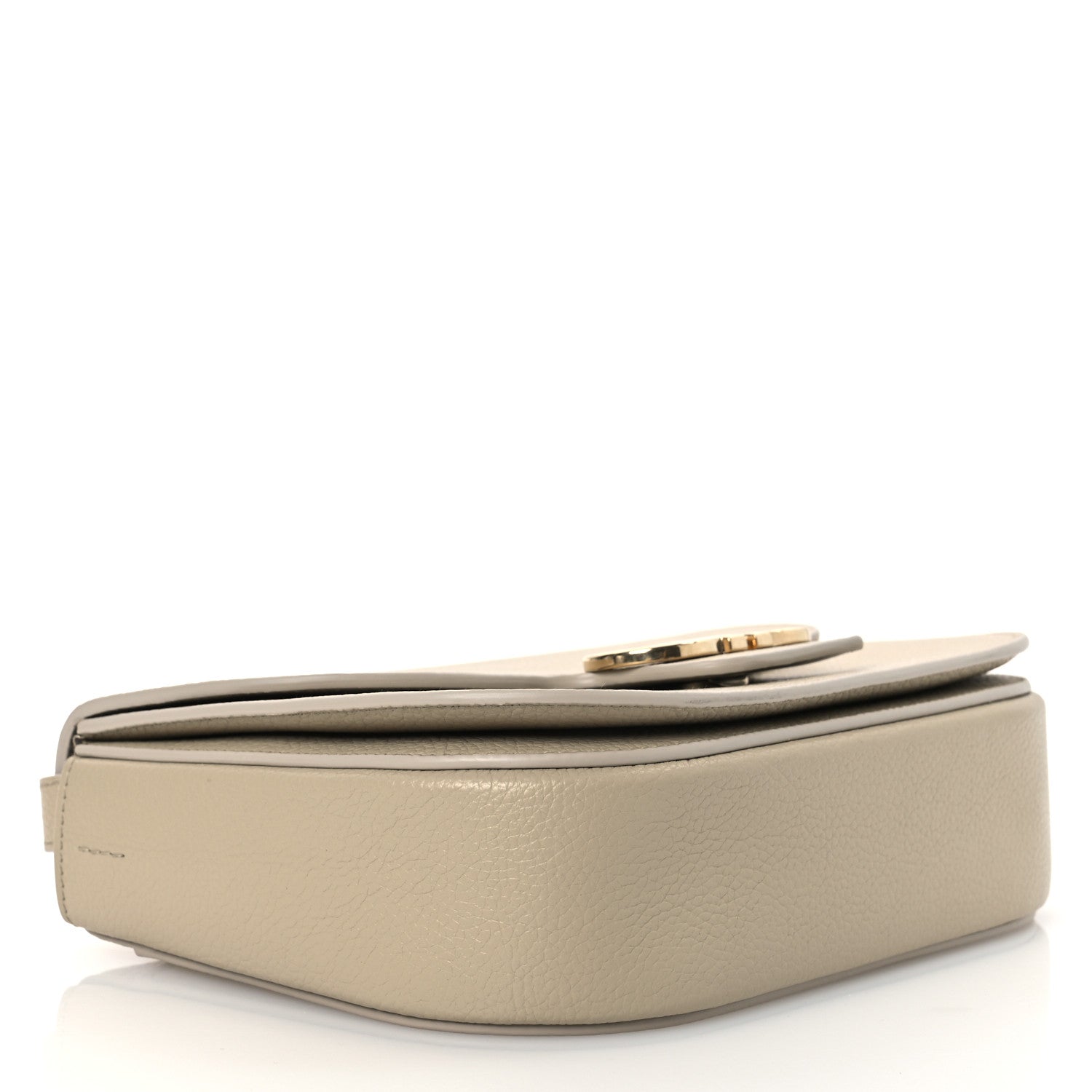 Grained Calfskin Double Gancini Crossbody Stone