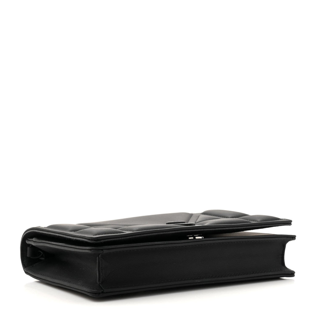 Ultra Matte Calfskin Diorama Wallet on Chain Pouch Black