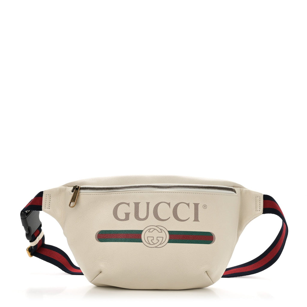Grained Calfskin Logo Belt Bag White