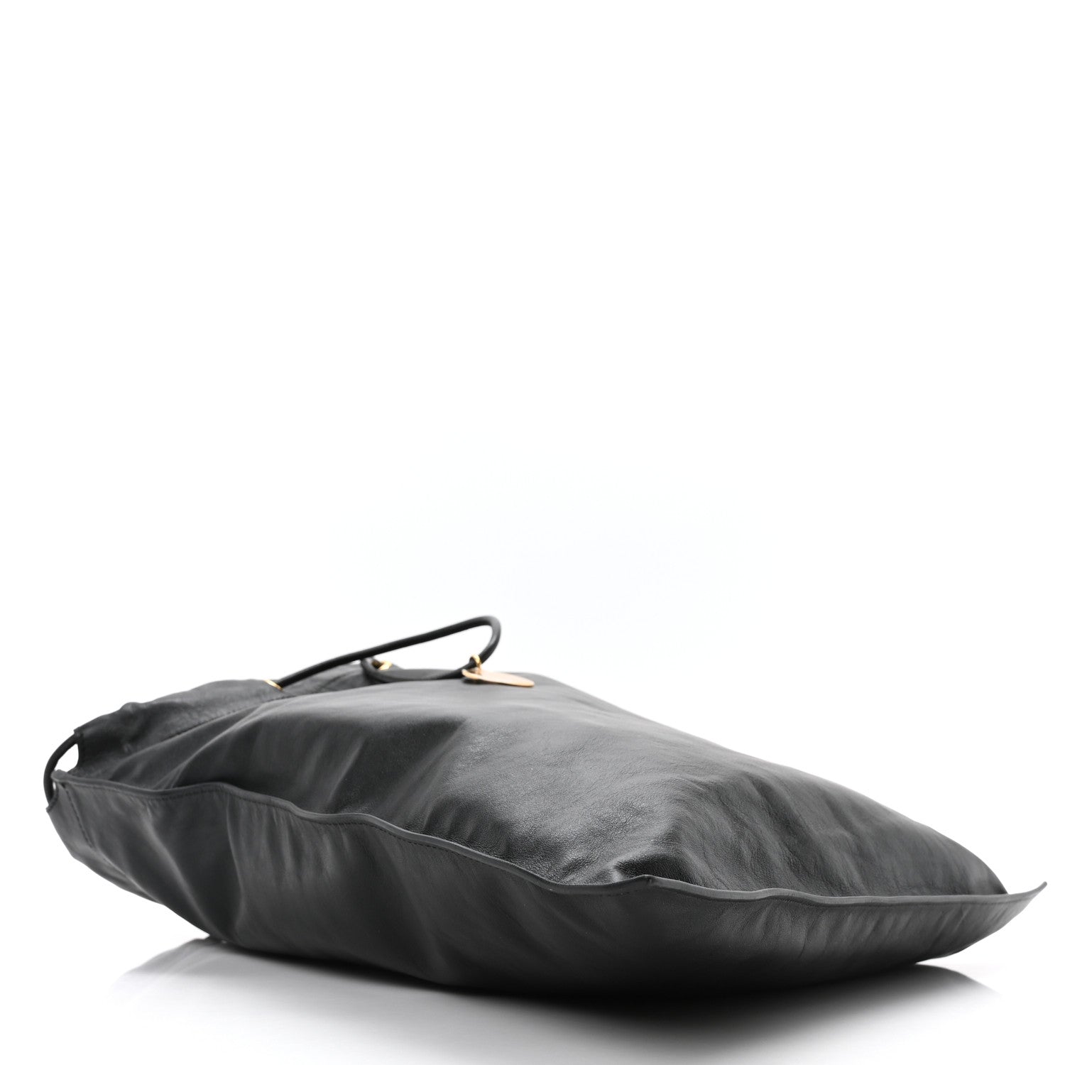 Calfskin Flat Drawstring Tote Black