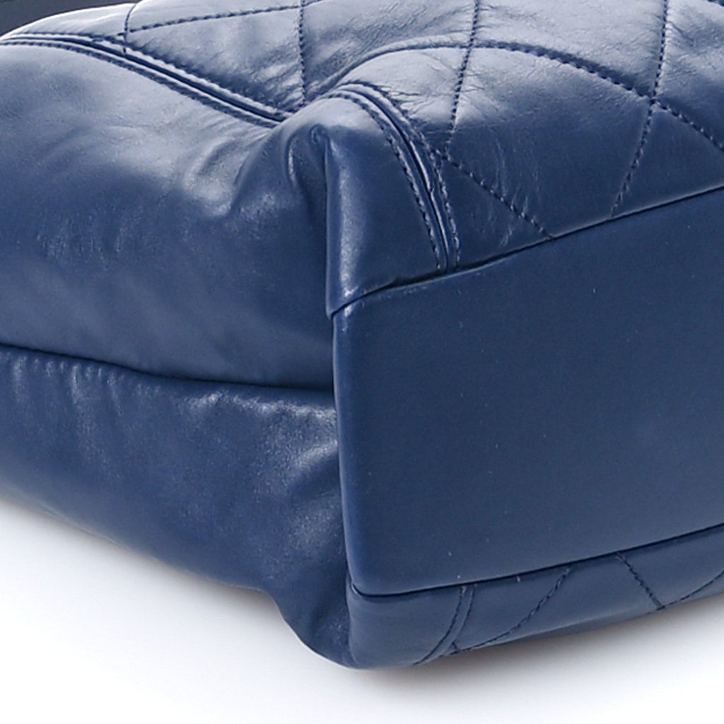 Calfskin Quilted CC Front Pocket Shopping Tote Navy