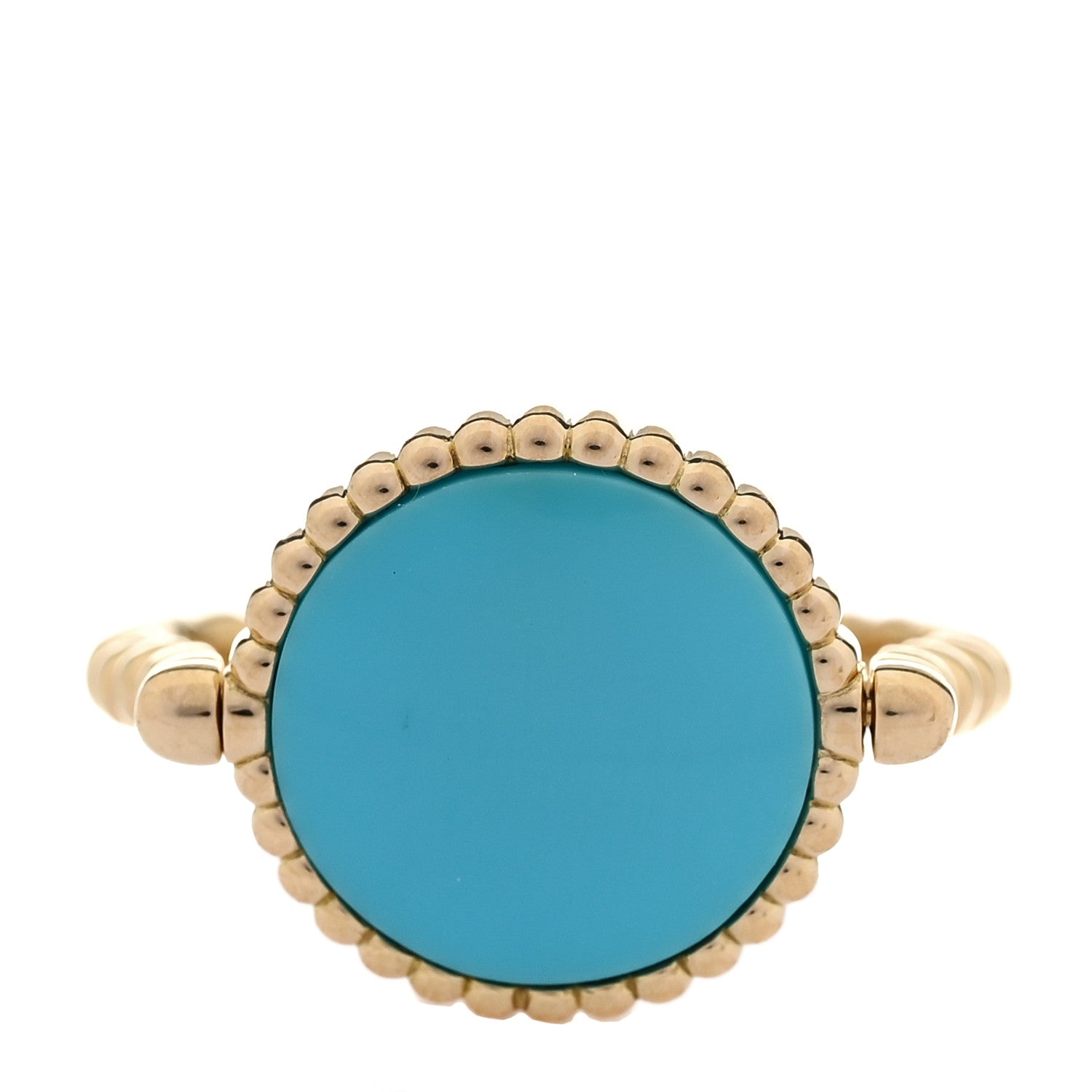 18K Yellow Gold Diamond Turquoise Rose Des Vents Ring 50 5.25
