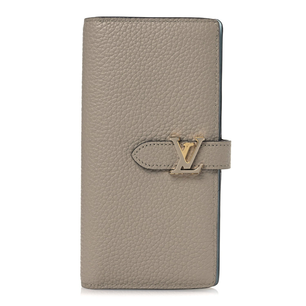 Taurillon LV Vertical Capucines Wallet Galet Aquamarine