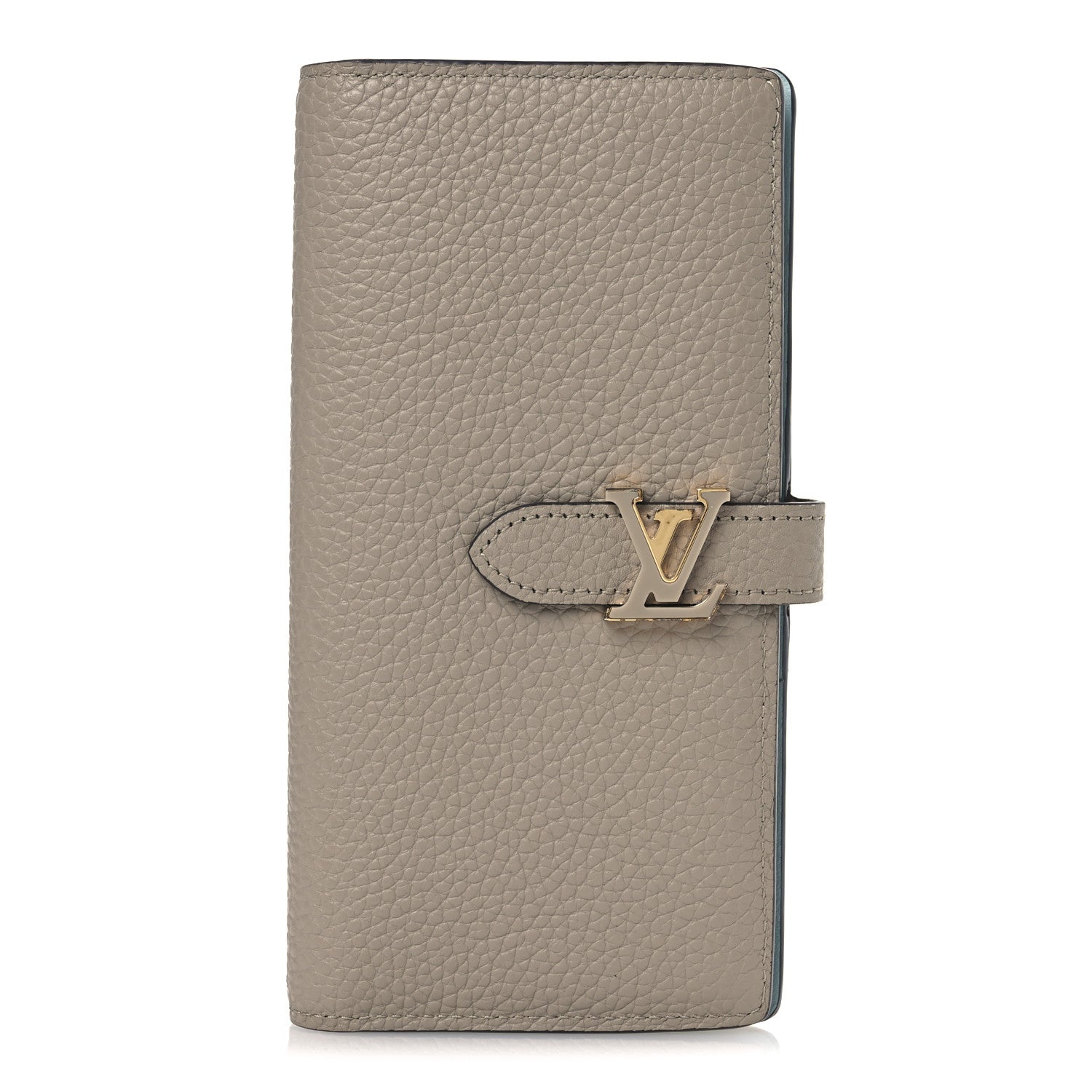 Taurillon LV Vertical Capucines Wallet Galet Aquamarine