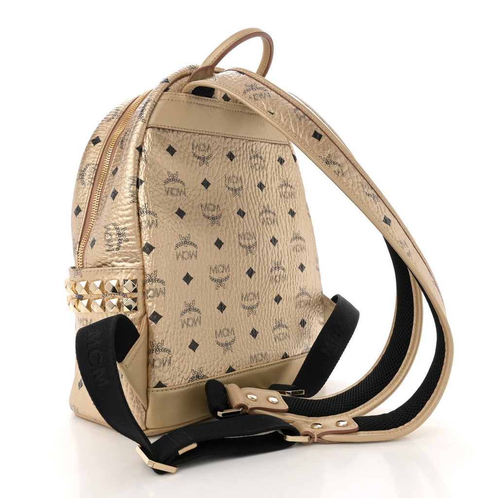 Metallic Visetos Small Side Stud Stark Backpack Gold