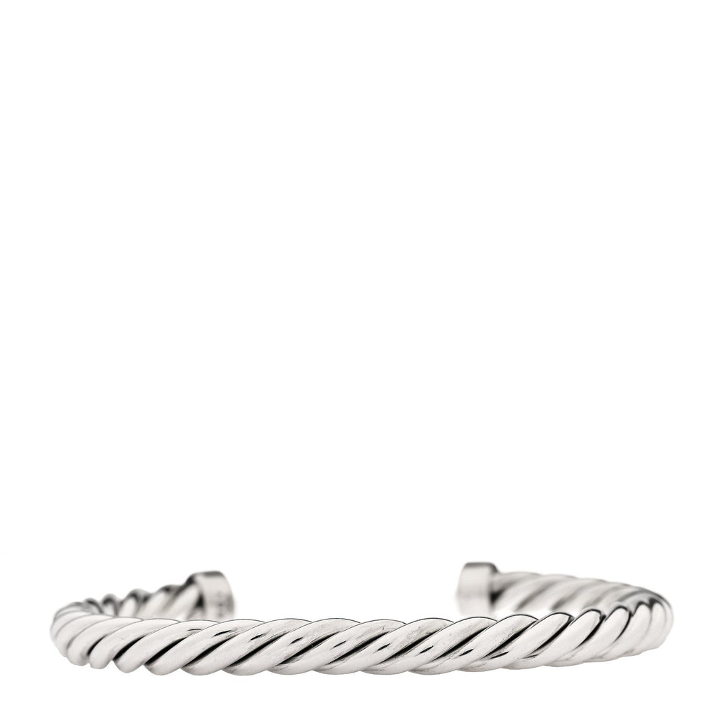 Sterling Silver Onyx 6mm Cable Classic Cuff Bracelet