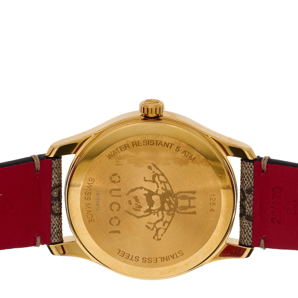 Stainless Steel Canvas 38mm G-Timeless Chinese Valentine's GG Apple Quartz Watch Brown