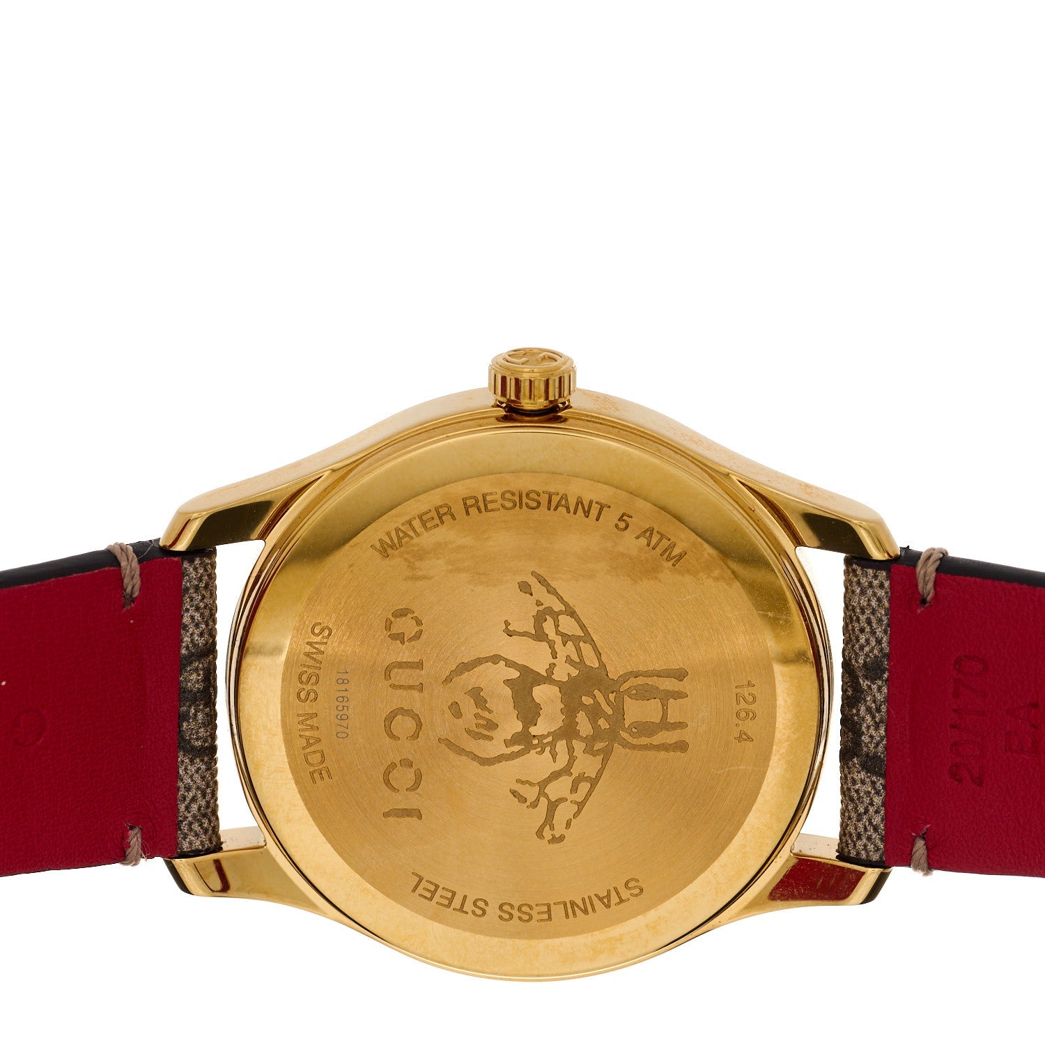 Stainless Steel Canvas 38mm G-Timeless Chinese Valentine's GG Apple Quartz Watch Brown