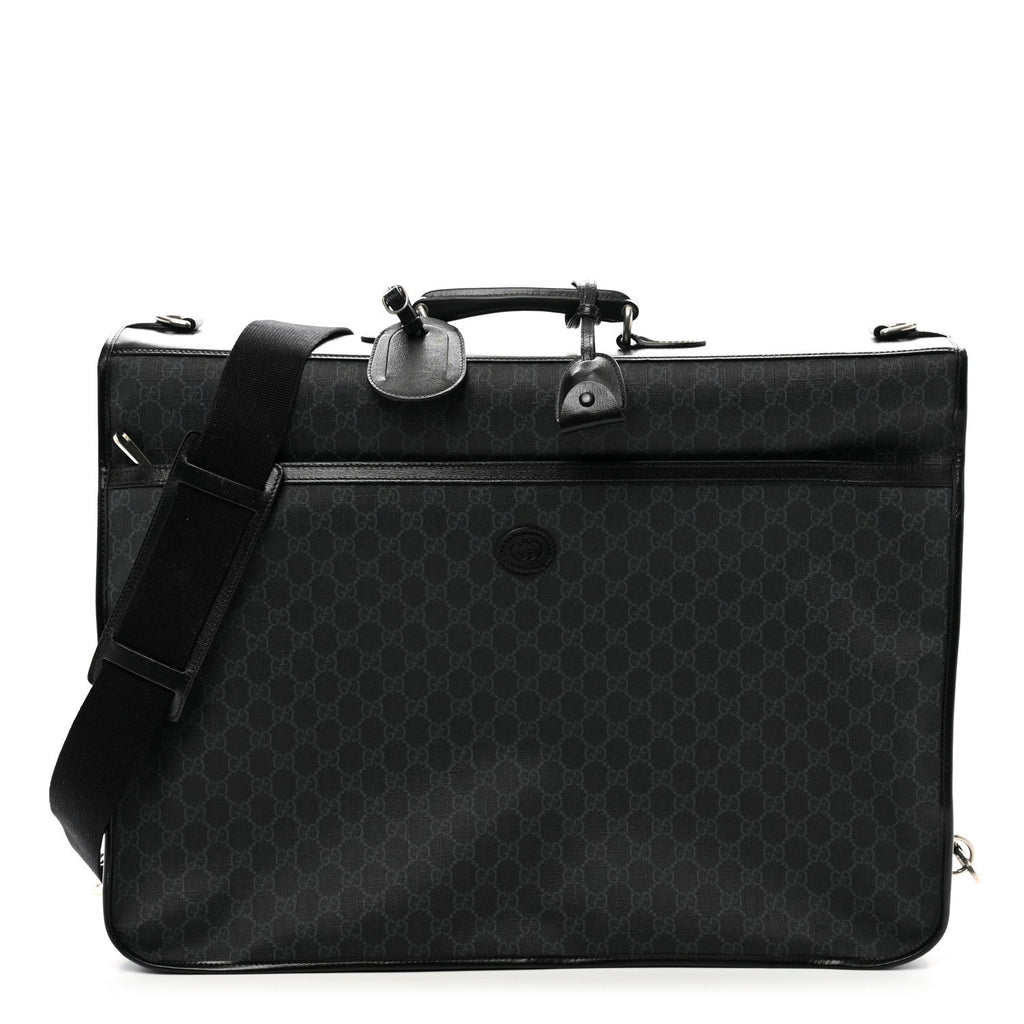 GG Supreme Monogram Azalea Calfskin Retro Interlocking G Garment Bag Black
