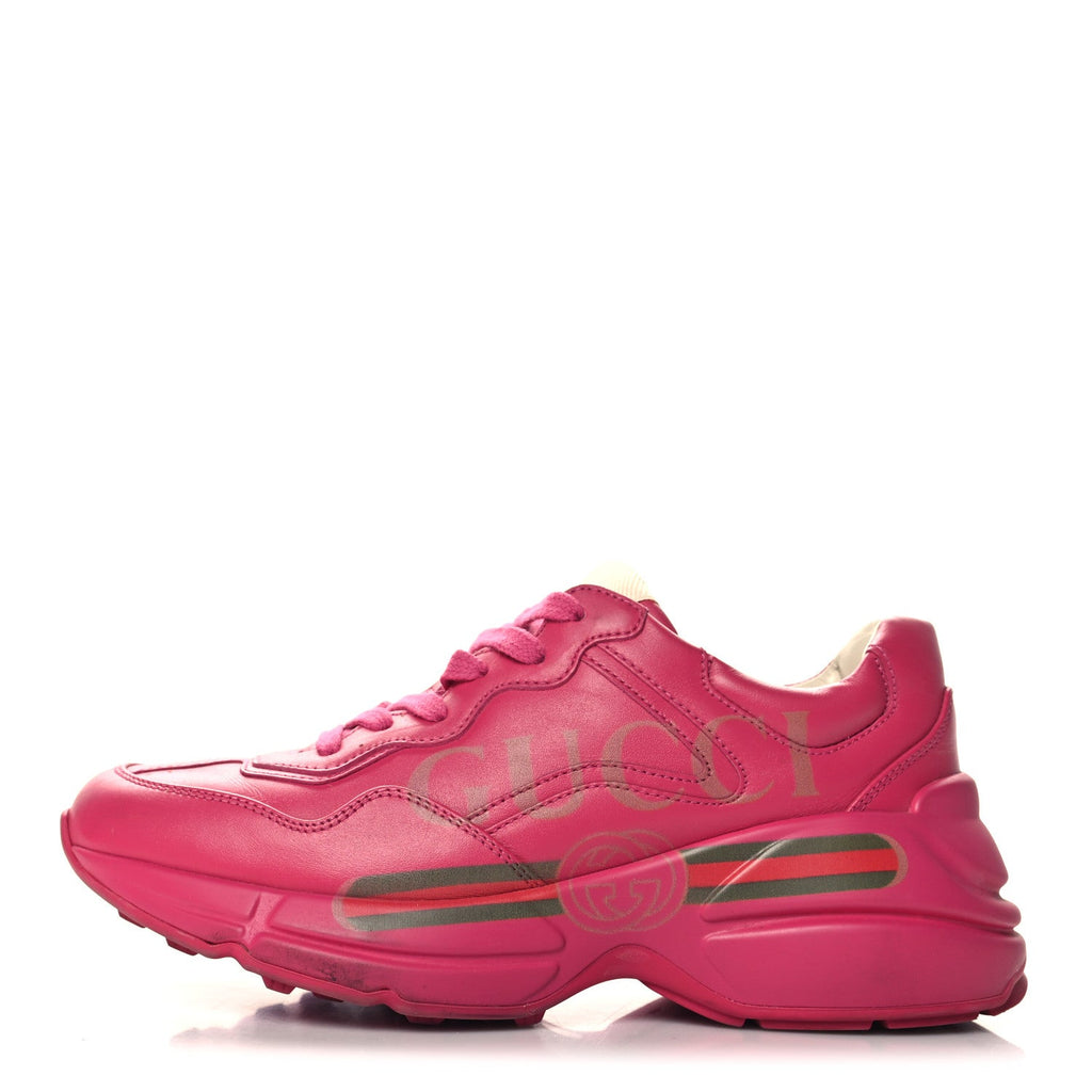 Calfskin Logo Womens Rhyton Sneakers 35 Box Pink