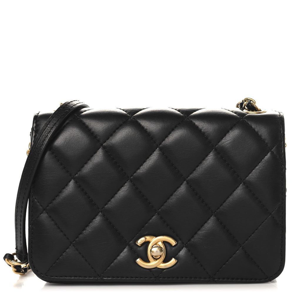 Lambskin Quilted CC Chain Flap Black